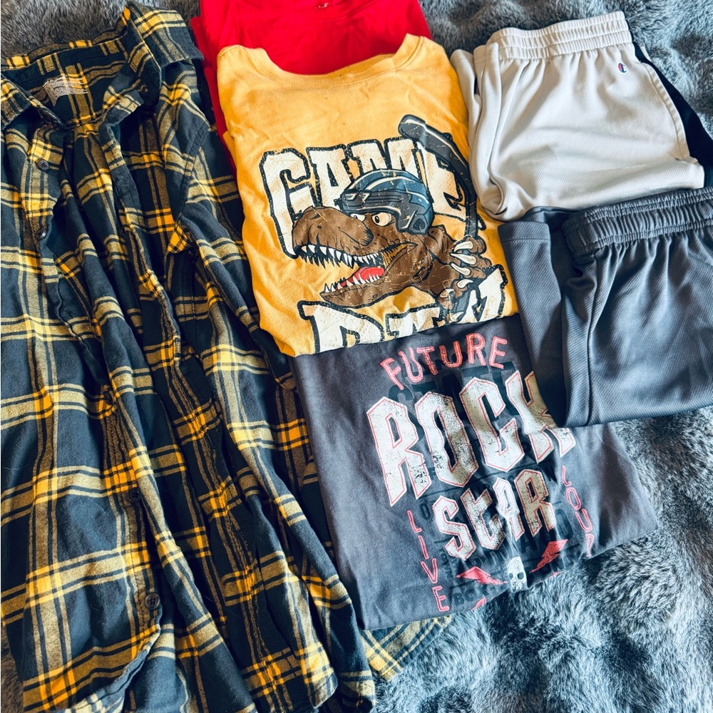 Boys Size XL (14) Clothing Bundle – 6 Pieces (Flannel, Shirts, Shorts)